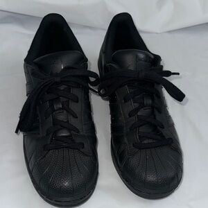 adidas Men’s All-Black Leather Shell-Toe Sneakers